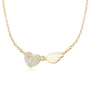 Colier argint placat cu aur galben inima pietre si aripa DiAmanti Z1452N_G-DIA (Argint 925‰ 2,2 g.)